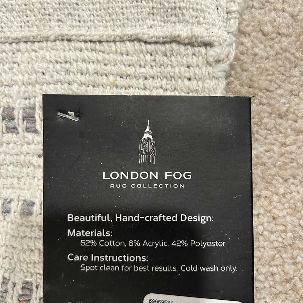 London Fog Decorative Accent Rug- Grey Geometric Stripes - Picture 3 of 3